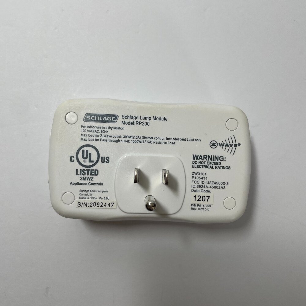 Schlage Link Fluorescent Light and Appliance Module RP200 Z-Wave